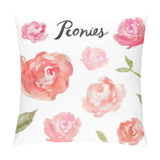 Personality  Watercolor Peonies On Isolated White Background Pillow Covers
