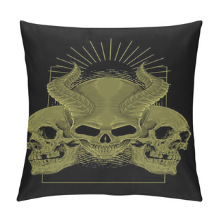 Personality  Skull Artwork Detail With Light Illustration Pillow Covers