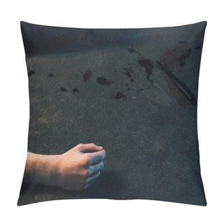 Personality  Partial View Of Dead Man On Floor At Crime Scene Pillow Covers