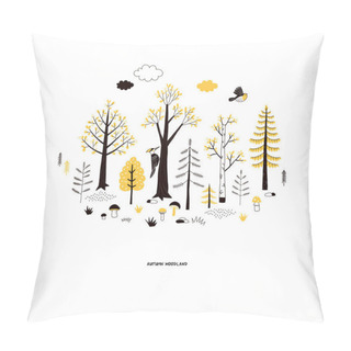 Personality Autumn Woodland Landscape , Vector Illustration Pillow Covers