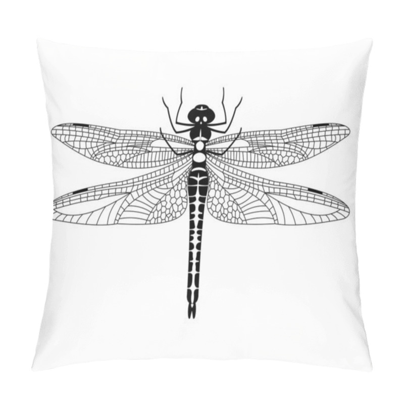 Personality  Black vector dragonfly icon isolated on white background, pillow covers