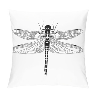 Personality  Black Vector Dragonfly Icon Isolated On White Background, Pillow Covers