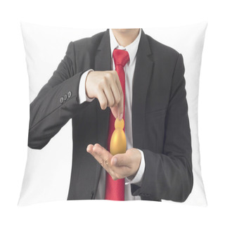 Personality  Business Man Invest In Gold Egg , Concept Risk Investment In Trading Asset Pillow Covers