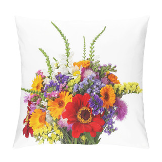 Personality  Bunch Of Beautiful Wild Flowers On White Background Pillow Covers