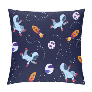 Personality  Seamless Pattern With Astronauts, Rocket, Planets And Falling Stars. Kids Pattern. Perfect For Prints For Kids Room, Children Textile, Clothes, Children Stores, Wallpaper, Wrapping Paper Pillow Covers