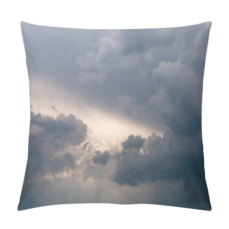 Personality  Dramatic stormy sky and sun rays pillow covers