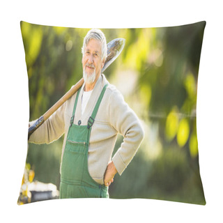 Personality  Senior Gardenr Gardening In His Permaculture Garden Pillow Covers