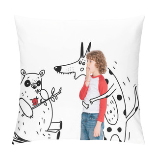 Personality  Excited Boy With Mythical Heroes Pillow Covers