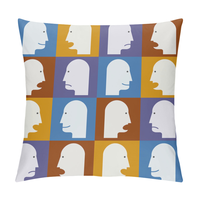 Personality  Seamless Pattern. People's Faces With Different Emotions (temper Pillow Covers