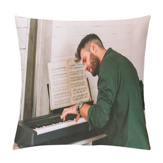 Personality  Young Man Playing Electric Piano At Home Pillow Covers