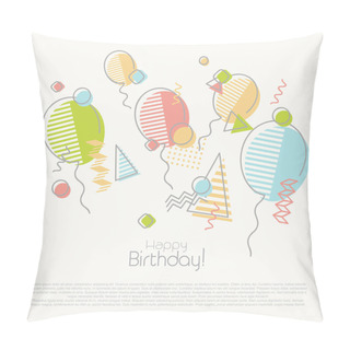 Personality  Birthday Greeting Card In Memphis Design Style Pillow Covers