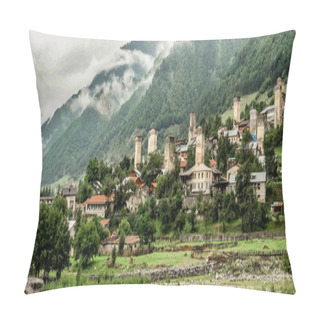 Personality  Panoramic View On Mestia Village, Georgia Pillow Covers