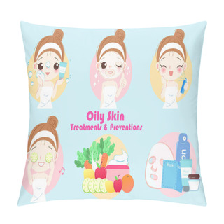 Personality  Woman With Oily Skin Pillow Covers