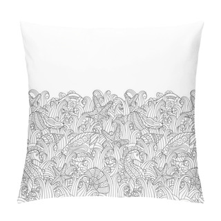 Personality  Seamless Border Of Various Sea Life. Pillow Covers