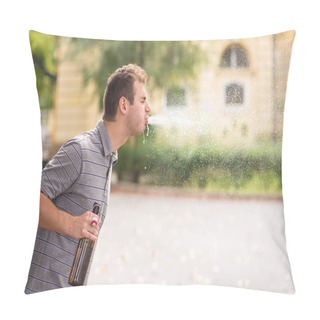 Personality  Young Man Spit Out Alcohol Pillow Covers