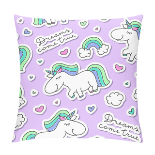 Personality  Seamless Pattern With Unicorns Pillow Covers