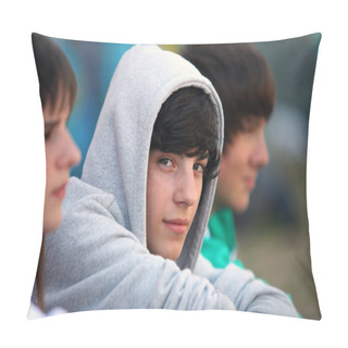 Personality  Three Teenagers Sat Together Pillow Covers