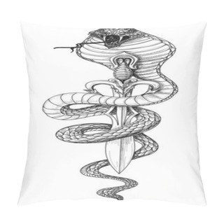 Personality  Snake Sword Detailed Pencil Drawing Pillow Covers