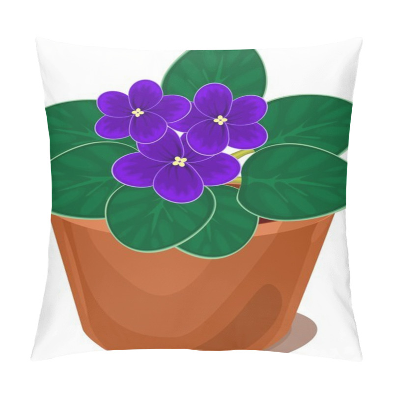 Personality  African Violet Flower In Pot On White Background Pillow Covers