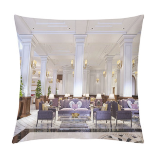 Personality  Luxurious Classical Furniture In Art Deco Style, Soft Purple Sofa And Armchairs With Black Metal Legs And A Glass Coffee Table In A Classic Interior. 3d Rendering. Pillow Covers