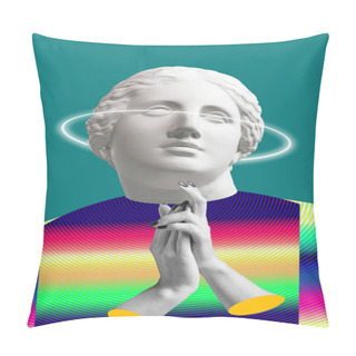 Personality  Modern Conceptual Art Poster With Ancient Statue Of Bust Of Venus. Collage Of Contemporary Art. Pillow Covers
