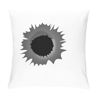 Personality  Bullet Hole On White Background. Realisic Metal Bullet Hole, Damage Effect. Vector Illustration Pillow Covers