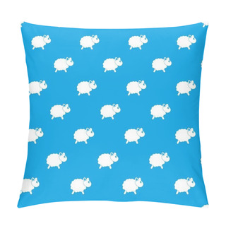 Personality  Sheep Pattern Seamless Blue Pillow Covers