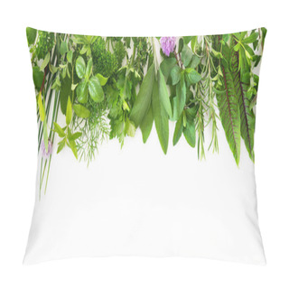 Personality  Various Kinds Of Fresh Garden Herbs Isolated On White Background Pillow Covers