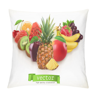 Personality  Pineapple And Juicy Fruits, Vector Illustration Isolated On White Pillow Covers