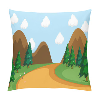 Personality  A Simple Nature Road Scene Illustration Pillow Covers