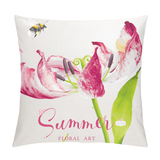 Personality  Pink Luxury Exotic Orchid Flower. Vector Drawing In A Watercolor Style For Greeting Card And Posters,  Wedding Decoration, Valentine's Day,  Mother's Day, Sales, 8 March And Other Seasonal Events. Pillow Covers
