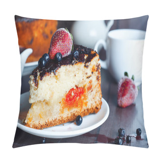 Personality  Cottage Cheese Dessert With Chocolate Sauce Anddried Apricots, Pillow Covers
