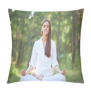 Personality  Woman Sitting In Pose Of Lotus Pillow Covers