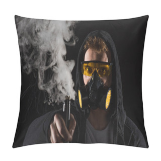 Personality  Man Wearing Protective Filter Mask Activating Electronic Cigarette Pillow Covers