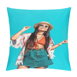 Personality  Hippie Girl Smoking Cigarette And Dancing Pillow Covers