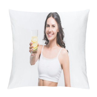 Personality  Woman Holding Glass Of Water With Lemon Pillow Covers