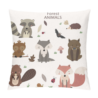 Personality  Woodland Tribal Animals Cute Forest And Nature Design Elements Vector Pillow Covers
