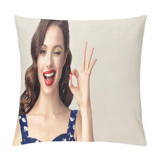 Personality  Beautiful Woman With  Red Manicure Pillow Covers