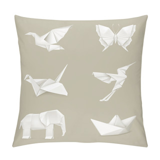 Personality  Origami Vector Set, White Pillow Covers
