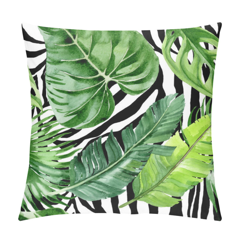 Personality  Exotic tropical hawaiian palm tree leaves. Watercolor background illustration set. Seamless background pattern.  pillow covers
