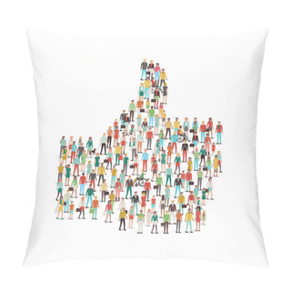 Personality  Crowd Of People Gathering In A Thumbs Up Shape Pillow Covers