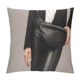 Personality  Elegant Woman With A Leather Fanny Pack Pillow Covers