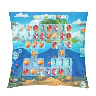 Personality  Fish World- Playing Field For The Computer Game Or Web Design Pillow Covers