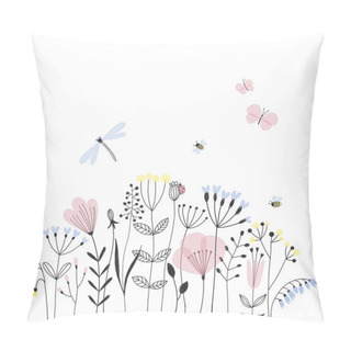 Personality  Summer Flower Field Tender Illustration Pillow Covers