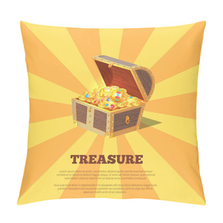 Personality  Treasure Poster With Chest Vector Illustration Pillow Covers