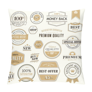 Personality  Set Of Golden Badges And Stickers For Sale Pillow Covers
