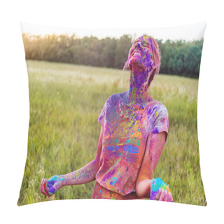Personality  Girl At Holi Festival  Pillow Covers