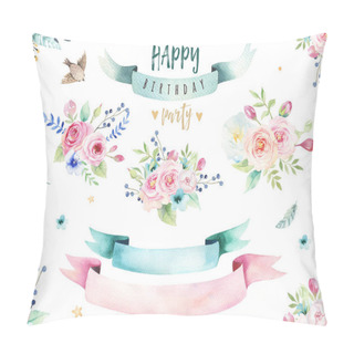 Personality  Illustration With Leaves, Branches, Flowers  Pillow Covers