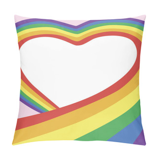 Personality  Heart Or Place For Photo Or Text And A Rainbow Flag Around For Social Media. The Second Stockokva Illustration With A Romantic Or Love Background For A Photo Of A Gay Or Lesbian Pillow Covers