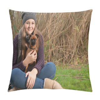 Personality  Sitting On The Grass With My Dog Pillow Covers
